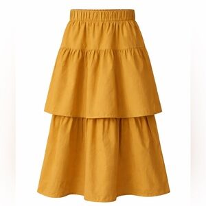 Who What Wear Tiered Midi Skirt Womens SZ S Cozy Effortless Prairie Boho Gypsy